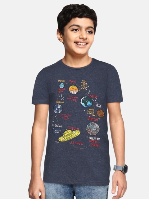 

Indian Terrain Boys Navy Blue Printed Applique T-shirt