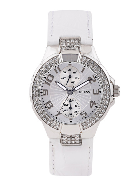

GUESS Women Silver-Toned Stone-Studded Dial Watch W11607L1