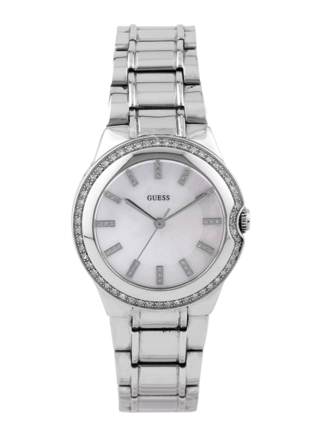 

GUESS Women Mother-of-Pearl Stone-Studded Dial Watch W11178L1, Off white