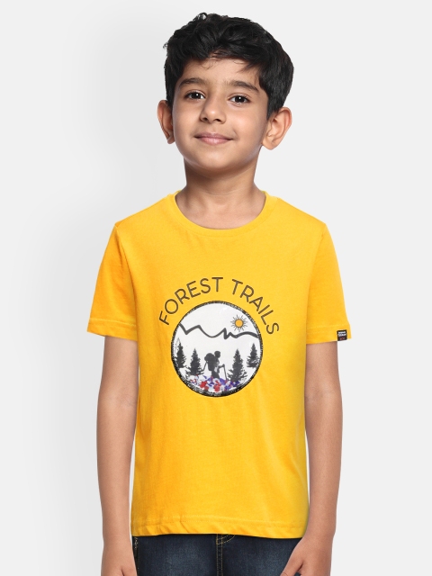 

Indian Terrain Boys Yellow Pure Cotton Printed Pure Cotton T-shirt