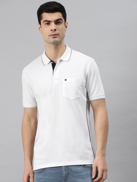 

Louis Philippe Men White Polo Collar T-shirt