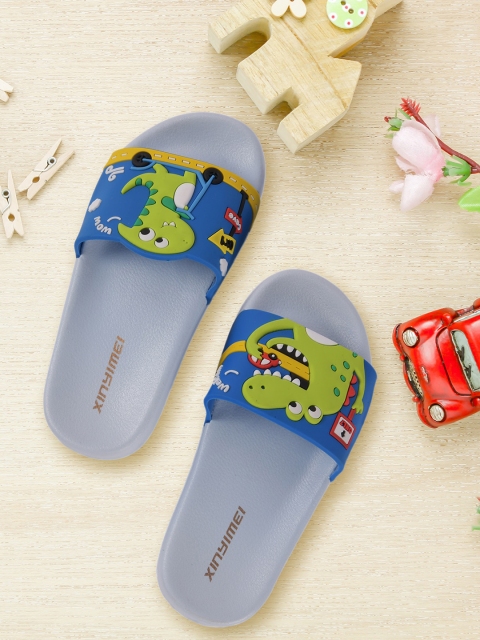 

Yellow Bee Boys Blue & Grey Printed Rubber Sliders