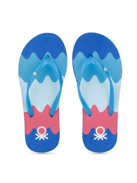 

United Colors of Benetton Women Blue & Pink Colourblocked Thong Flip-Flops