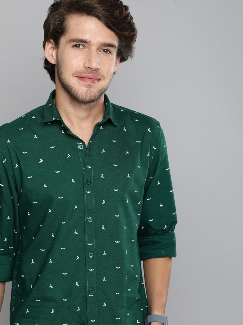 

Mast & Harbour Men Sea Green Opaque Printed Casual Shirt