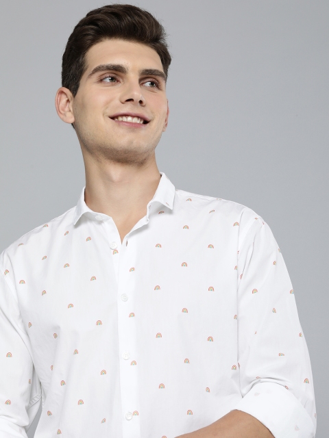 

Mast & Harbour Men White Printed Slim Fit Casual Shirt