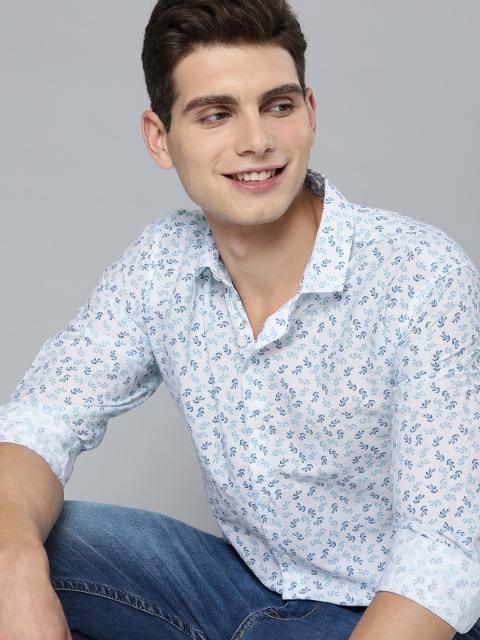 

Mast & Harbour Men White Printed Slim Fit Casual Shirt