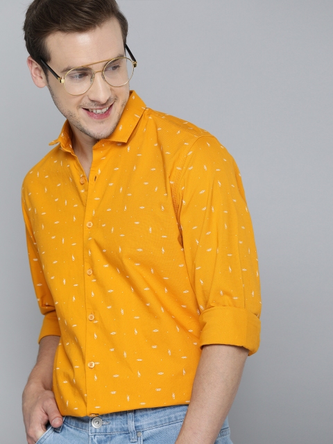 

Mast & Harbour Men Yellow Opaque Printed Casual Shirt