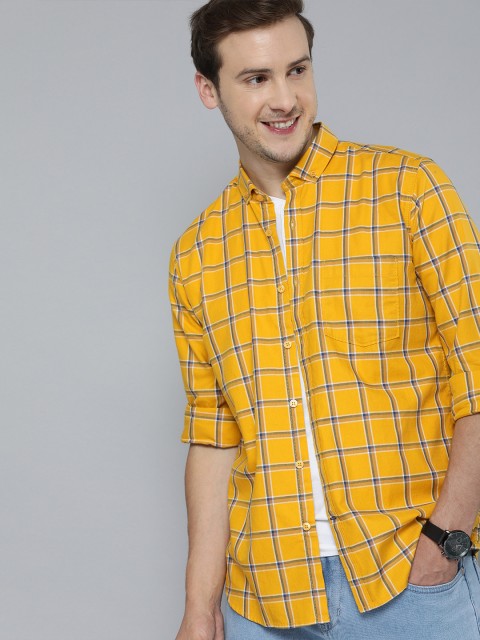 

Mast & Harbour Men Yellow Opaque Checked Casual Shirt