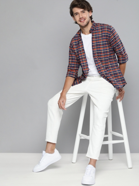 

Mast & Harbour Men Teal Opaque Checked Casual Shirt