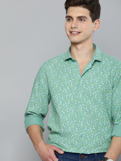 

Mast & Harbour Men Green Printed Slim Fit Casual Shirt