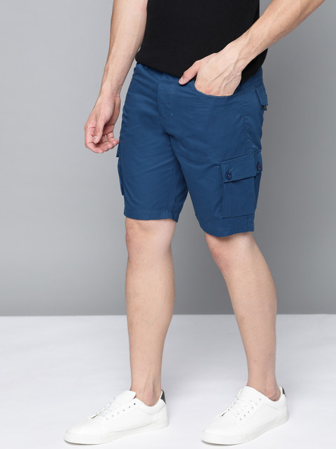 

Mast & Harbour Men Navy Blue Pure Cotton Cargo Shorts