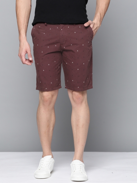 

Mast & Harbour Men Burgundy Pure Cotton Conversational Printed Chino Shorts