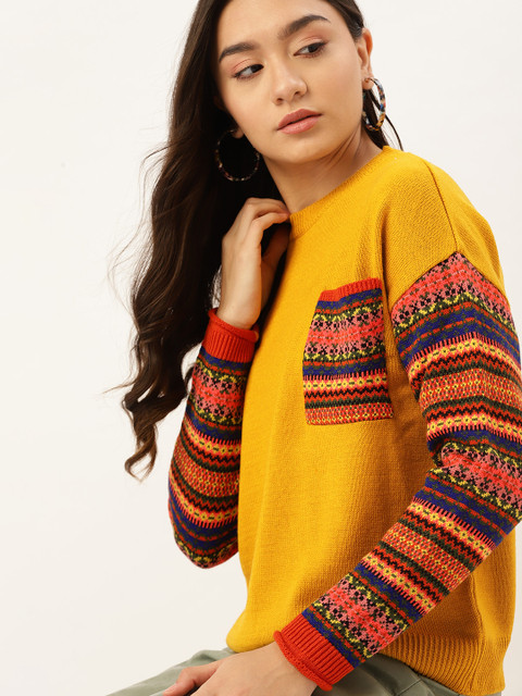 

DressBerry Women Mustard Yellow Pullover