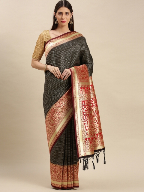 

flaher Black Woven Design Brocade Art Silk Banarasi Saree