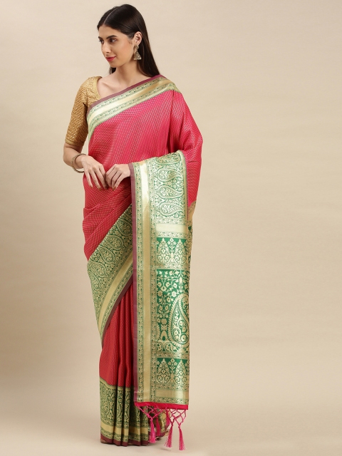 

flaher Pink Woven Design Brocade Art Silk Banarasi Saree