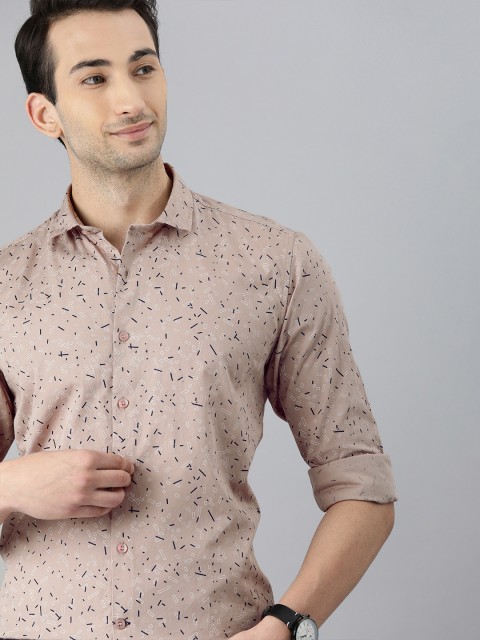 

Mast & Harbour Men Beige & Navy Blue Printed Casual Shirt