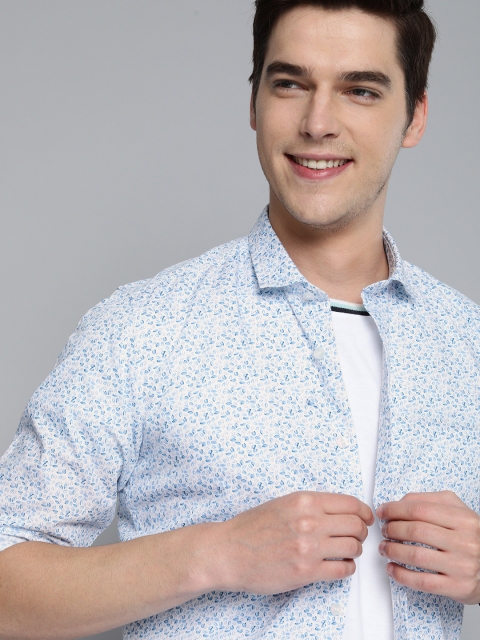 

Mast & Harbour Men Blue Printed Pure Cotton Casual Shirt