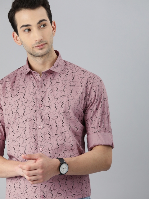 

Mast & Harbour Men Mauve Slim Fit Printed Casual Shirt
