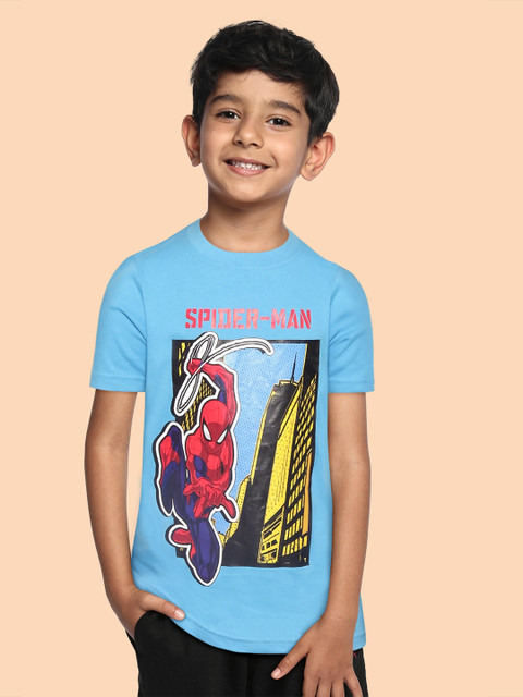 

Disney By Miss and Chief Boys Blue & Red Pure Cotton Spider-Man Print T-shirt