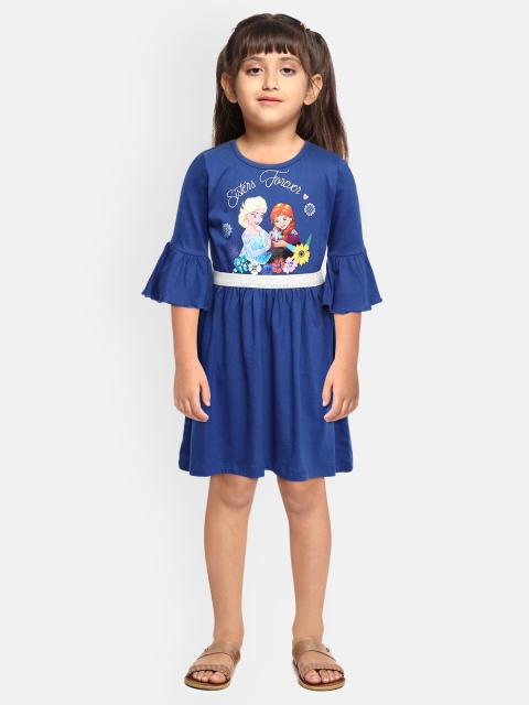 

Disney By Miss and Chief Blue Pure Cotton Anna & Elsa Fit & Flare Dress