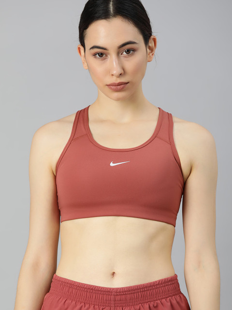 

Nike Rust Brown Medium Support Dri-Fit 1-Piece Pad Swoosh Sports Bra BV3637-692