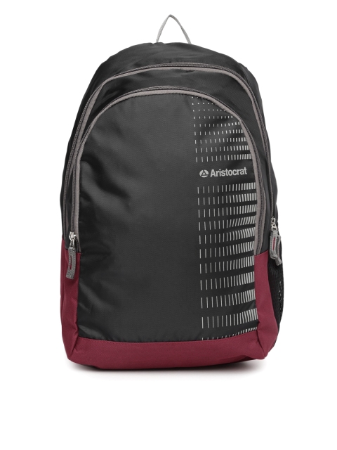 

Aristocrat Unisex Black & Maroon Backpack