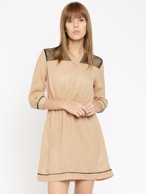 

DressBerry Women Dusty Pink Solid Fit & Flare Dress