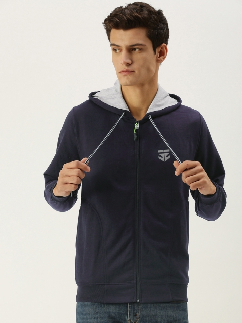 

Sports52 wear Men Navy Blue Solid Hooded Sweatshirt