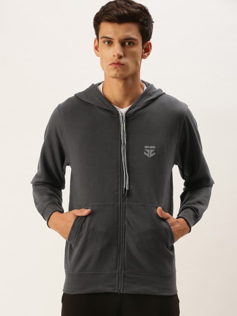 

Sports52 wear Men Charcoal Grey Solid Hooded Sweatshirt