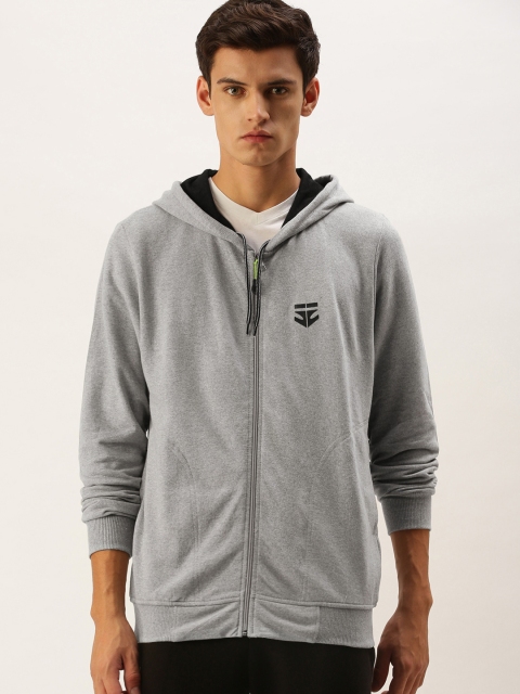 

Sports52 wear Men Grey Melange Solid Hooded Sweatshirt