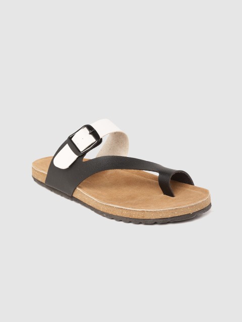 

Roadster Women Black Colourblocked One Toe Flats with Buckle Detail