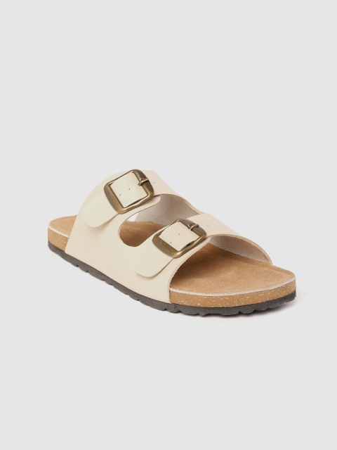 

Roadster Women Cream-Coloured Solid Open Toe Flats with Buckle Detail