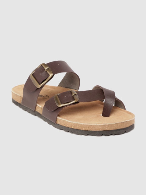 

Roadster Women Coffee Brown Solid One Toe Flats with Buckle Detail