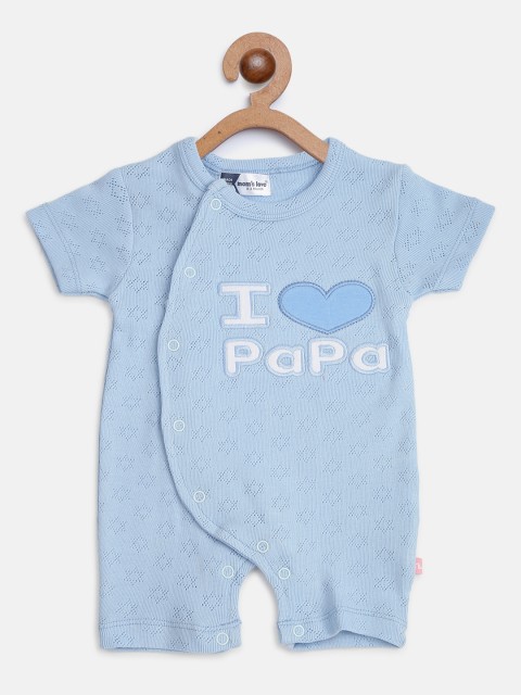 

Moms Love Infant Boys Blue Self Design Pure Cotton Rompers