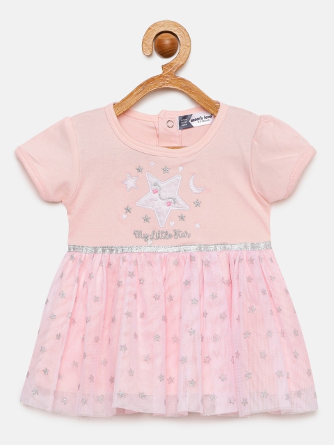 

Moms Love Infant Girls Pink & Silver Star Print & Applique Net Fit & Flare Dress