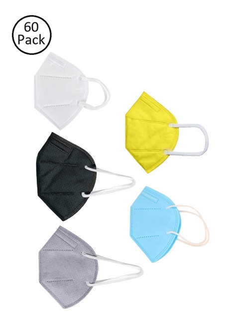 

OOMPH Unisex Pack Of 60 5-Ply Reusable Anti-Pollution KN95 Face Masks, Yellow