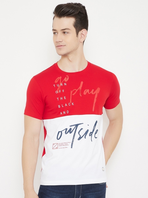 

Duke Men Red & White Typography Printed T-shirt