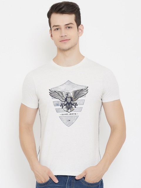 

Duke Men Grey Melange Printed T-shirt
