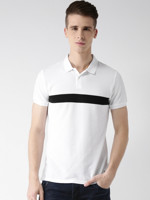 

Metersbonwe White Striped Detail Polo T-shirt
