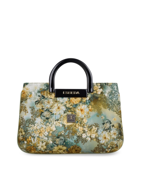 

ESBEDA Gold-Toned & Blue Printed Handheld Bag