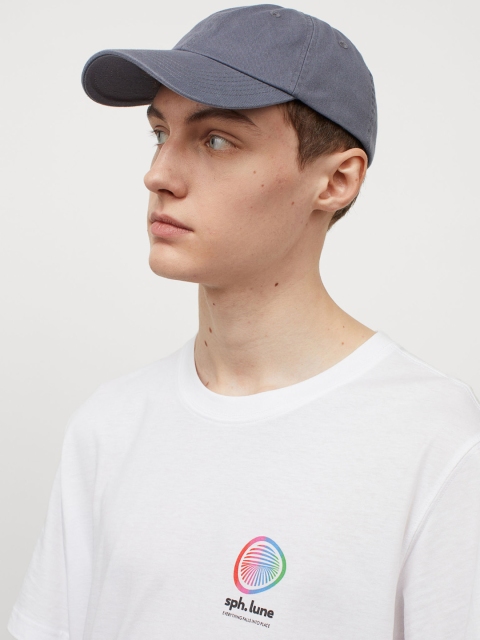 

HM Men White Printed Pure Cotton T-shirt