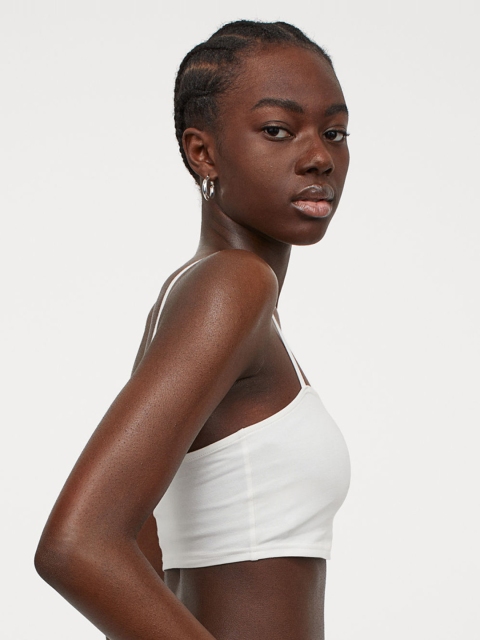 

H&M Women White Jersey Cropped Top