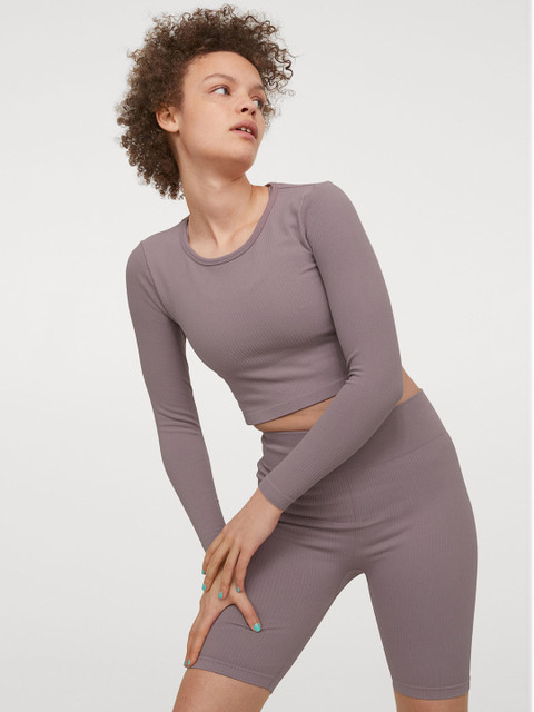 

H&M Women Purple Cropped Seamless Sports Top