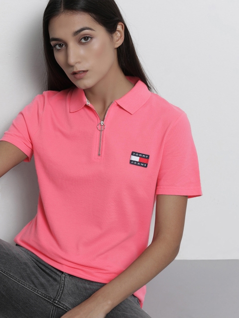 

Tommy Hilfiger Women Pink Polo Collar T-shirt