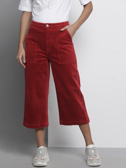 

Tommy Hilfiger Women Red Loose Fit High-Rise Culottes Trousers