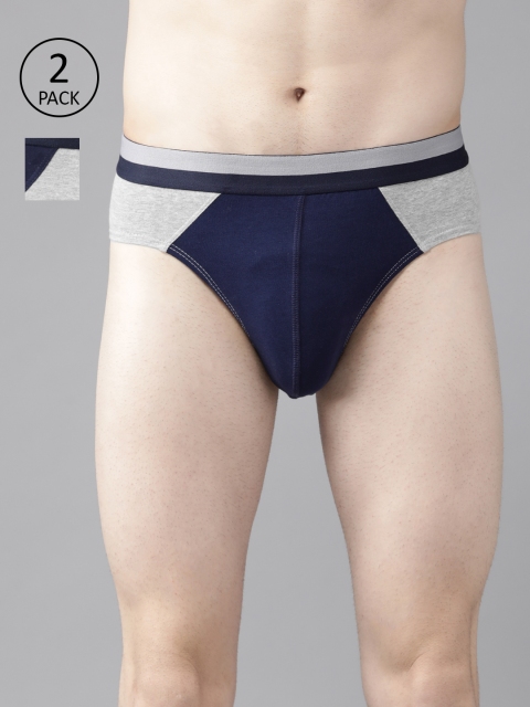 

Roadster Men Pack Of 2 Solid Briefs RDST-BRF1-2PP-AM-New40, Navy blue