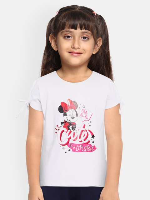 

Disney By Miss and Chief White Pure Cotton Minnie Mouse Regular Top