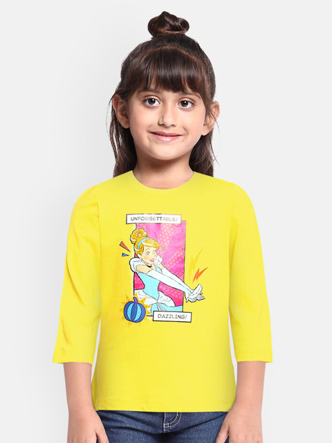 

Disney By Miss and Chief Yellow Pure Cotton Cinderella Regular Top