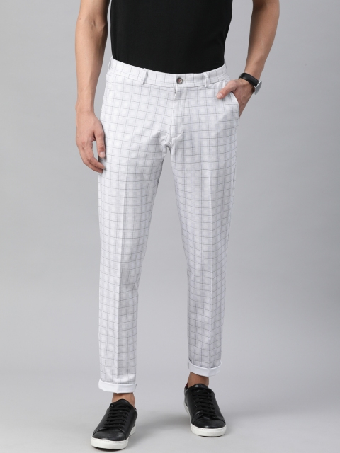

Louis Philippe Sport Men Grey Checked Comfy Tapered Fit Low-Rise Regular Trousers