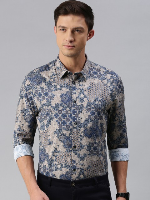 

Louis Philippe Sport Men Beige & Navy Classic Fit Printed Casual Shirt